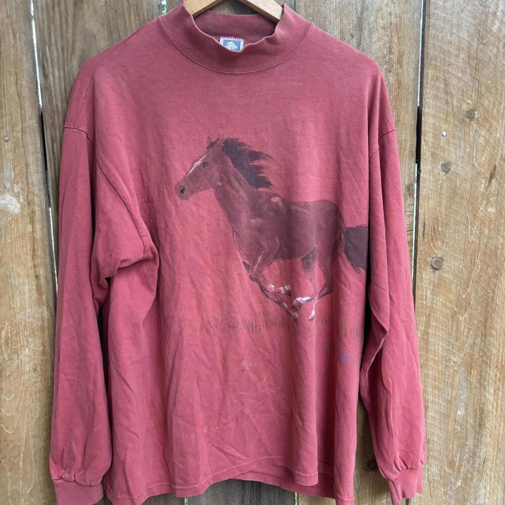 Vintage Horse Graphic Long Sleeve Tee Faded USA Made